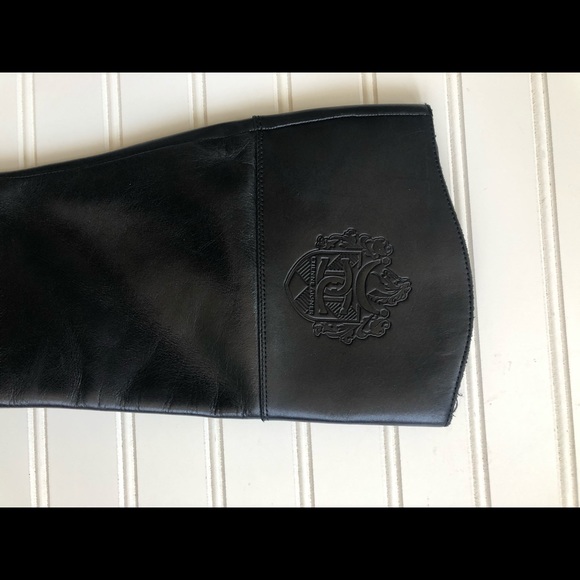 Women’s Sz 7M black leather casual business low heel tall boots shoes - Picture 4 of 6